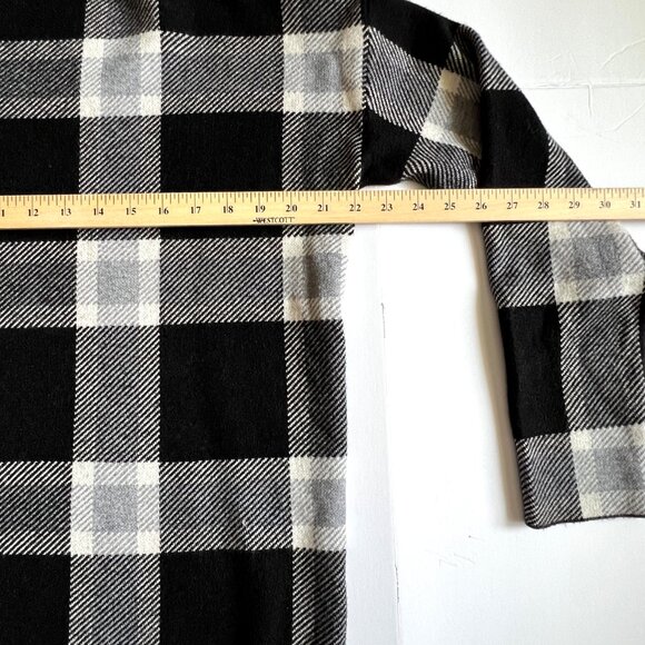 Max Studio Pullover Mock Neck Sweater, Black and White Block Plaid Print, Size L - Picture 10 of 13